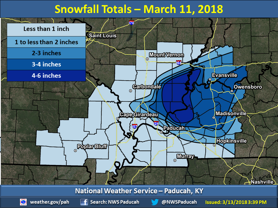 Summary of winter weather event for March 11, 2018
